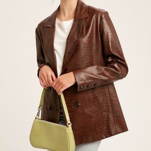 Beige Leather Blazer